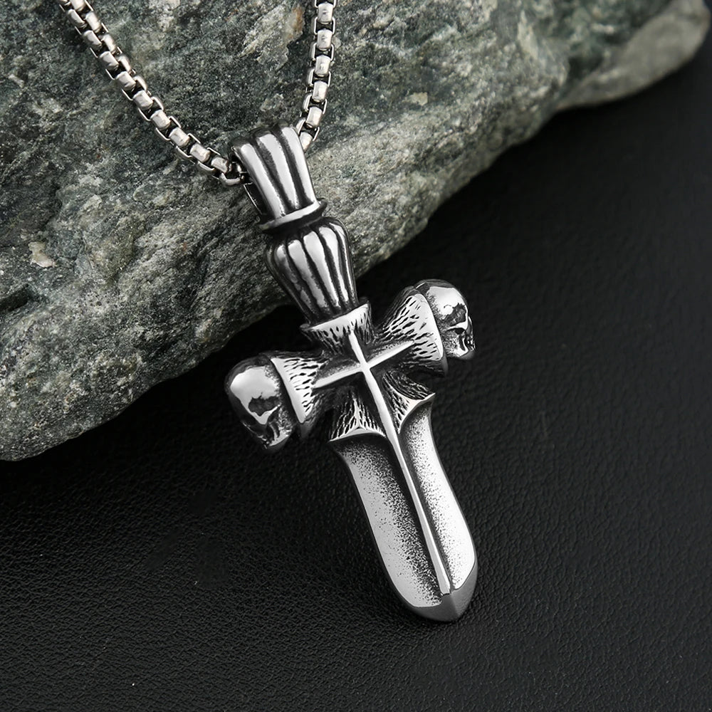 PENDRA Skullblade Punk Skull Sword Pendant Necklace
