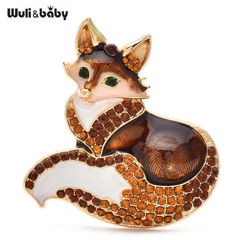 PENDRA Vulpina Rhinestone Fox Brooch
