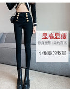 Fashion Women's Trousers 2023 Autumn New High-elastic Double-breasted Tight-fitting High-waisted Slimming Pants Women's Pants