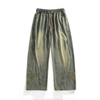 PENDRA Embroidery Washed Straight Pants
