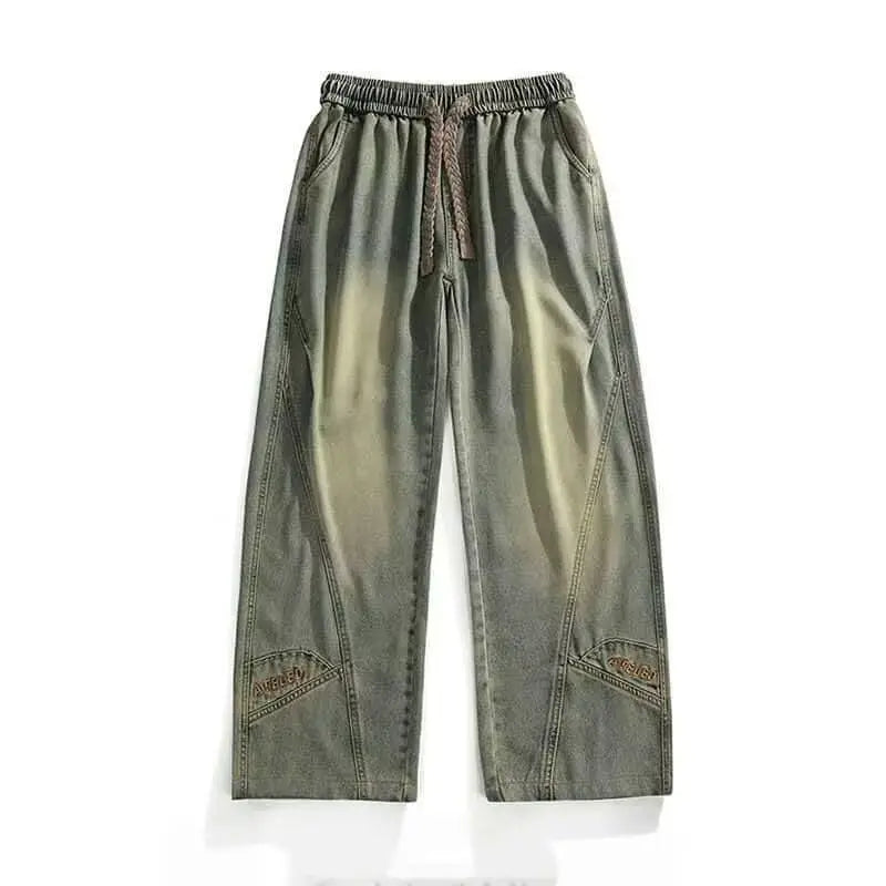 PENDRA Embroidery Washed Straight Pants