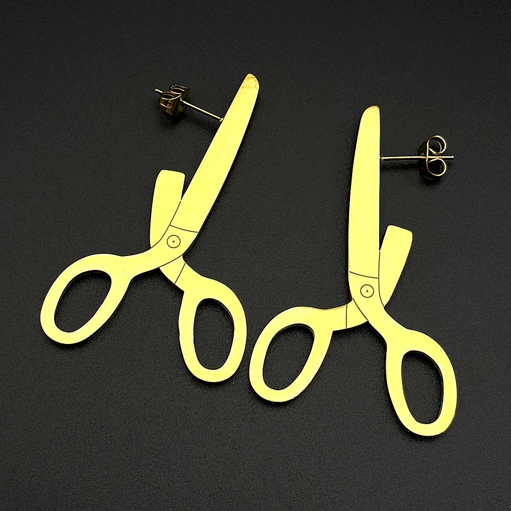PENDRA Retro Scissor Punk Stud Earrings