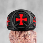 Red Cross Black Stainless Steel Mens Rings Religion Punk Hip Hop for Male Boyfriend Biker Jewelry Creativity Gift Wholesale