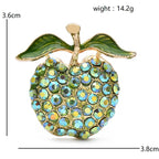 PENDRA Appella Green Rhinestone Apple Brooch