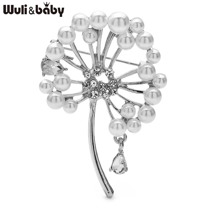 PENDRA Dandeline Elegant Pearl Dandelion Brooch