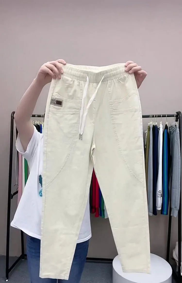 Women's Harem pants Summer Vintage Thin High Waist Straight Casual Pants Women Fashion Loose Cotton linen pants Trousers Female