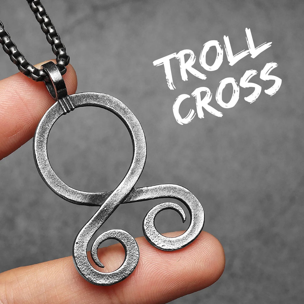 PENDRA Ancient Troll Cross Steel Necklace