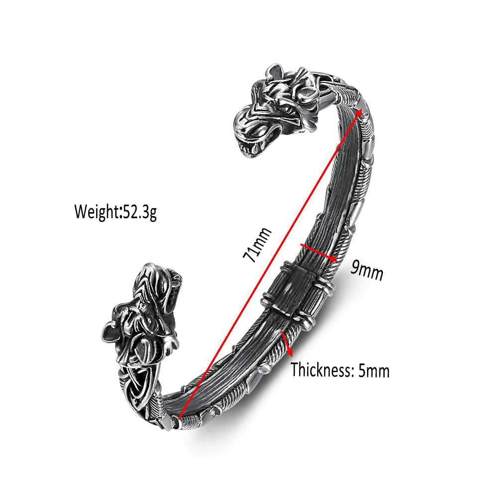 Classic Animal Viking Double Tiger Head Adjustable 316L Stainless Steel Men's Bracelet Fashion Amulet Jewelry Gifts Dropshipping