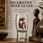 Aduma African Mask Pattern Pint Beer Glass Clear Thick Glass Cup Home Bar Pub Drinking Decor Cup