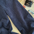 Deep blue wide leg casual pants women's autumn and winter 2025 new loose thick fashion versatile striped straight leg pants