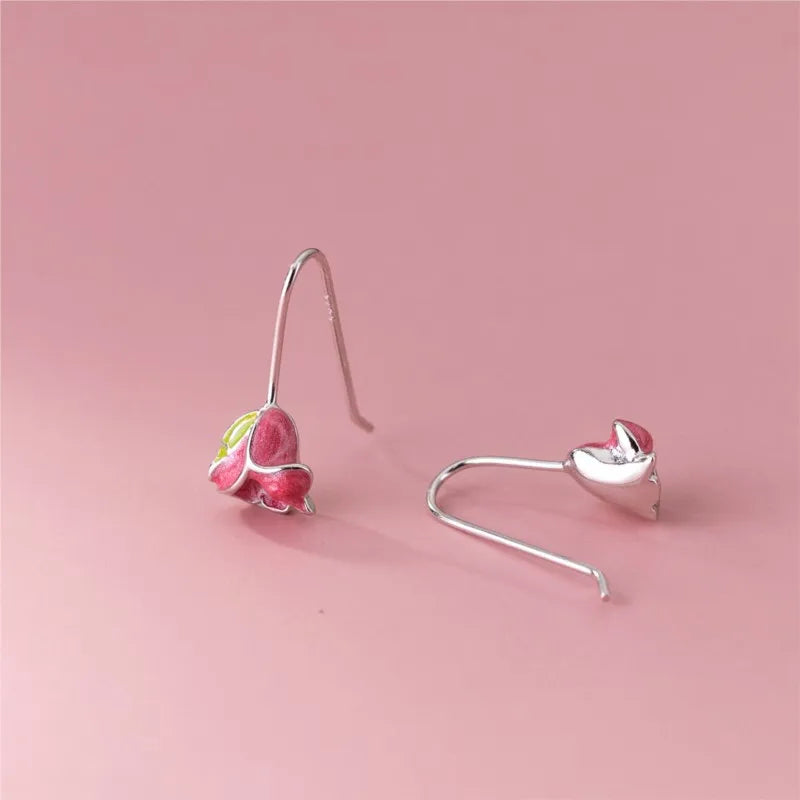 VENTFILLE 925 Sterling Silver Flower Irregular Drop Earring for Women Drop Gaze Ins Sweet Design Trend Jewelry Gift Dropshipping