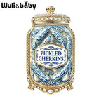 PENDRA Pickle 3-Color Rhinestone Gherkin Jar Brooch