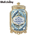 PENDRA Pickle 3-Color Rhinestone Gherkin Jar Brooch