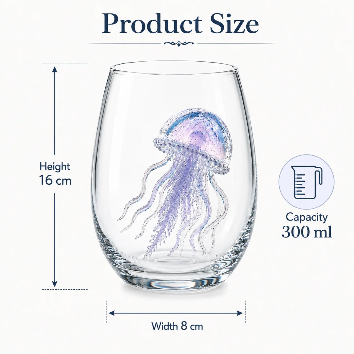 PENDRA Jellyfish Ocean Crystal-Clear 300ml Whiskey Glass