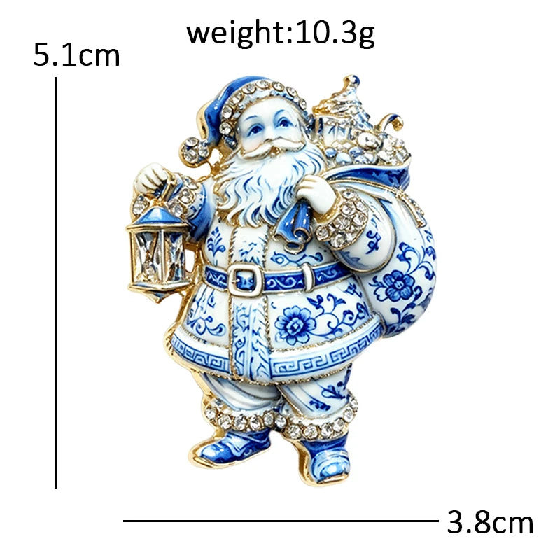 Wuli&baby Christmas Father Brooches For Women Unisex 2-color Taking Gifts Santa Claus New Year Party Brooch Pins Gift