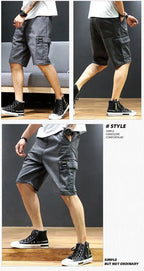 Summer Thin Multi-pocket Denim Shorts Men's Tooling Multi-pocket Loose Large-size Jorts Cargo Men's Clothing Pant for Man