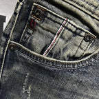 Harajuku Fashion Luxury Clothing Men's Knee-length Shorts Summer Denim Casual Jeans Vintage Washed  High-end Streetwear Shorts