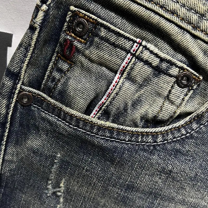 Harajuku Fashion Luxury Clothing Men's Knee-length Shorts Summer Denim Casual Jeans Vintage Washed  High-end Streetwear Shorts