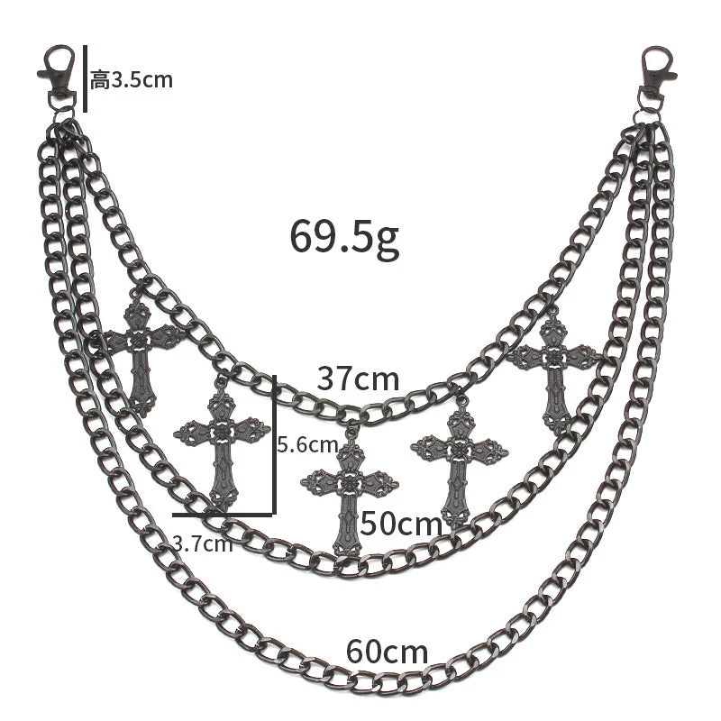 PENDRA Crossstar Layered Waist Chain Keychain