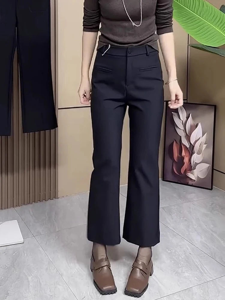 PENDRA Slim Flare Cropped High Waist Pants