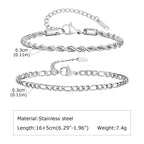 1/2/3pcs Chain Bracelet for Men Women,Stainless Steel Twisted Rope Cuban Chain Wristband,Hip Hop Minimalist Jewelry Gift