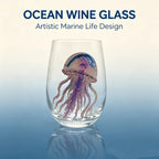 High definition sticker marine life red wine glass, lead-free transparent glass, beer cocktail home decoration water cup