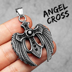 PENDRA Angel Wing Cross Steel Necklace