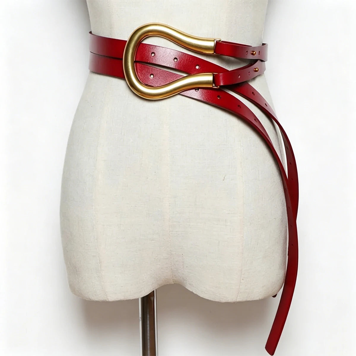 Women's Instagram Genuine Leather Belt European and American Fashion Versatile Horseshoe Buckle Decoration Suit with Dress Shirt