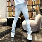 PENDRA Heavy Industry Holes Versatile Slim Distressed Ripped Denim Pants