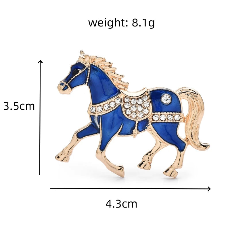 Wuli&baby Tang Dynasty Enamel Running Horse With Saddle 4 Colors Brooch Pins Zodiac Animal Badge Jewelry Gift