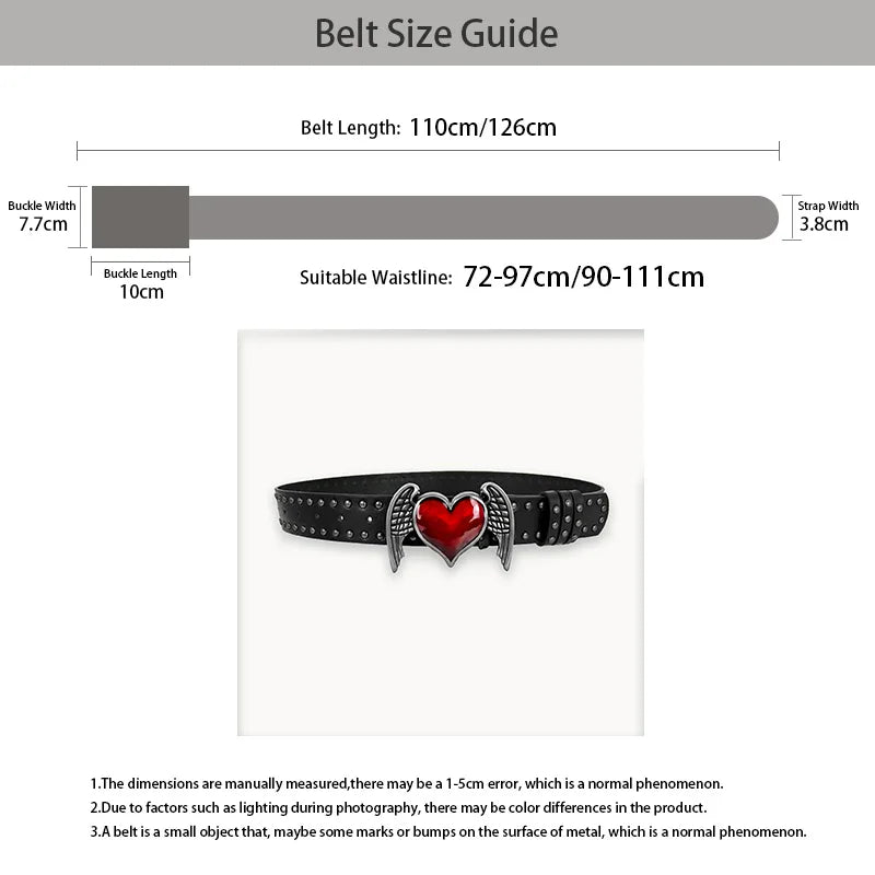 Rose oil dripping heart-shaped belt Rivet decoration Punk Plus Size Jeans Belt For men and women Gothic street Wide Waistband