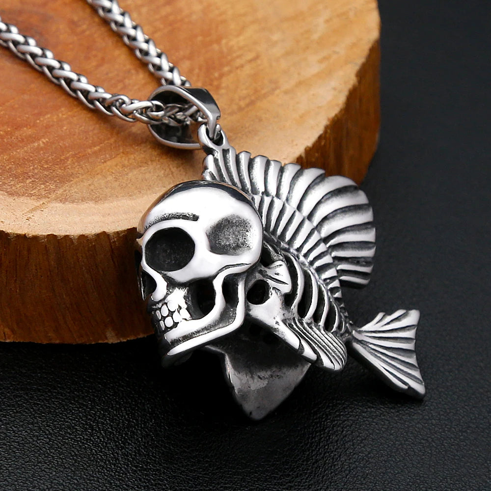 PENDRA Fishbone Skull Pendant