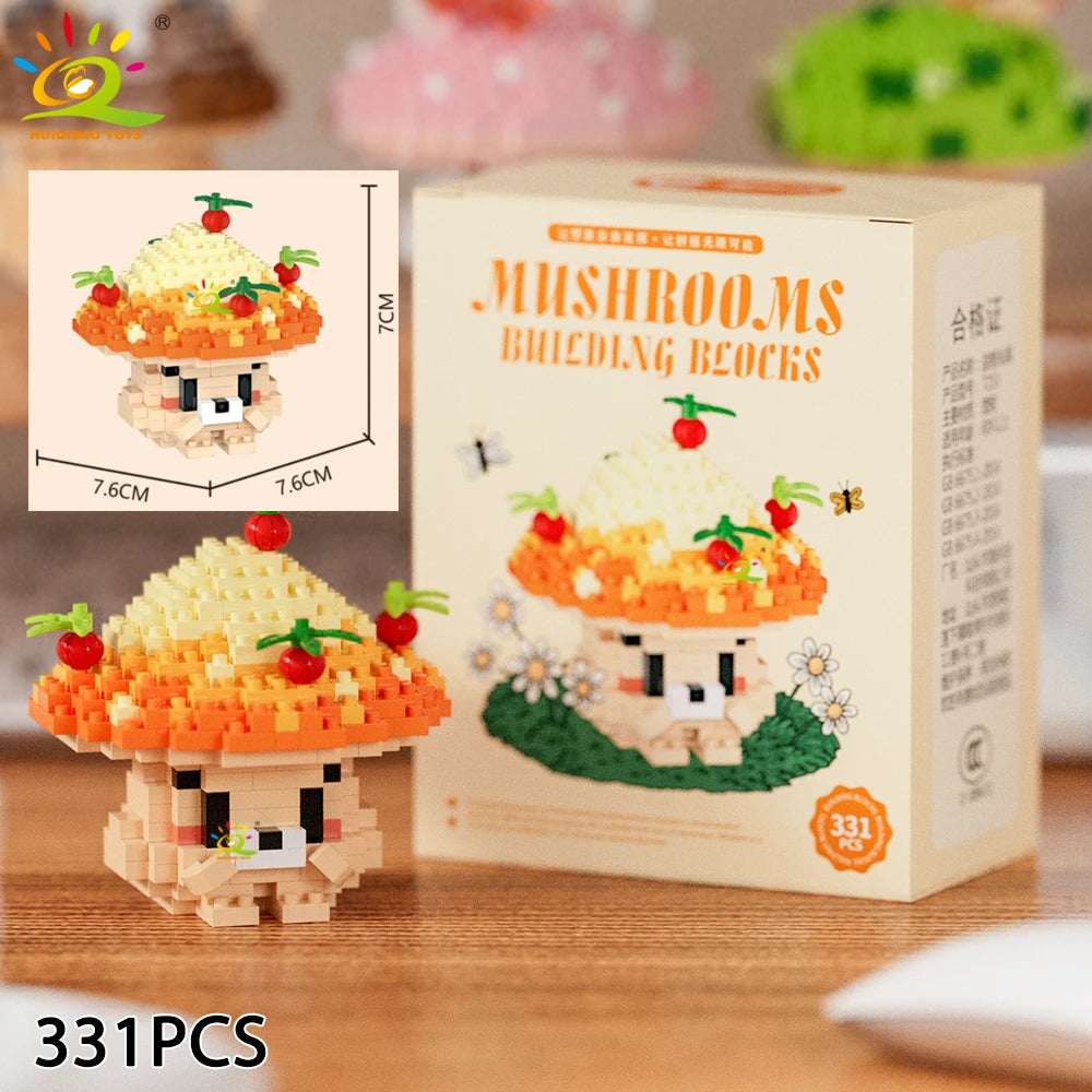 PENDRA Cute Mushroom Micro Building Set