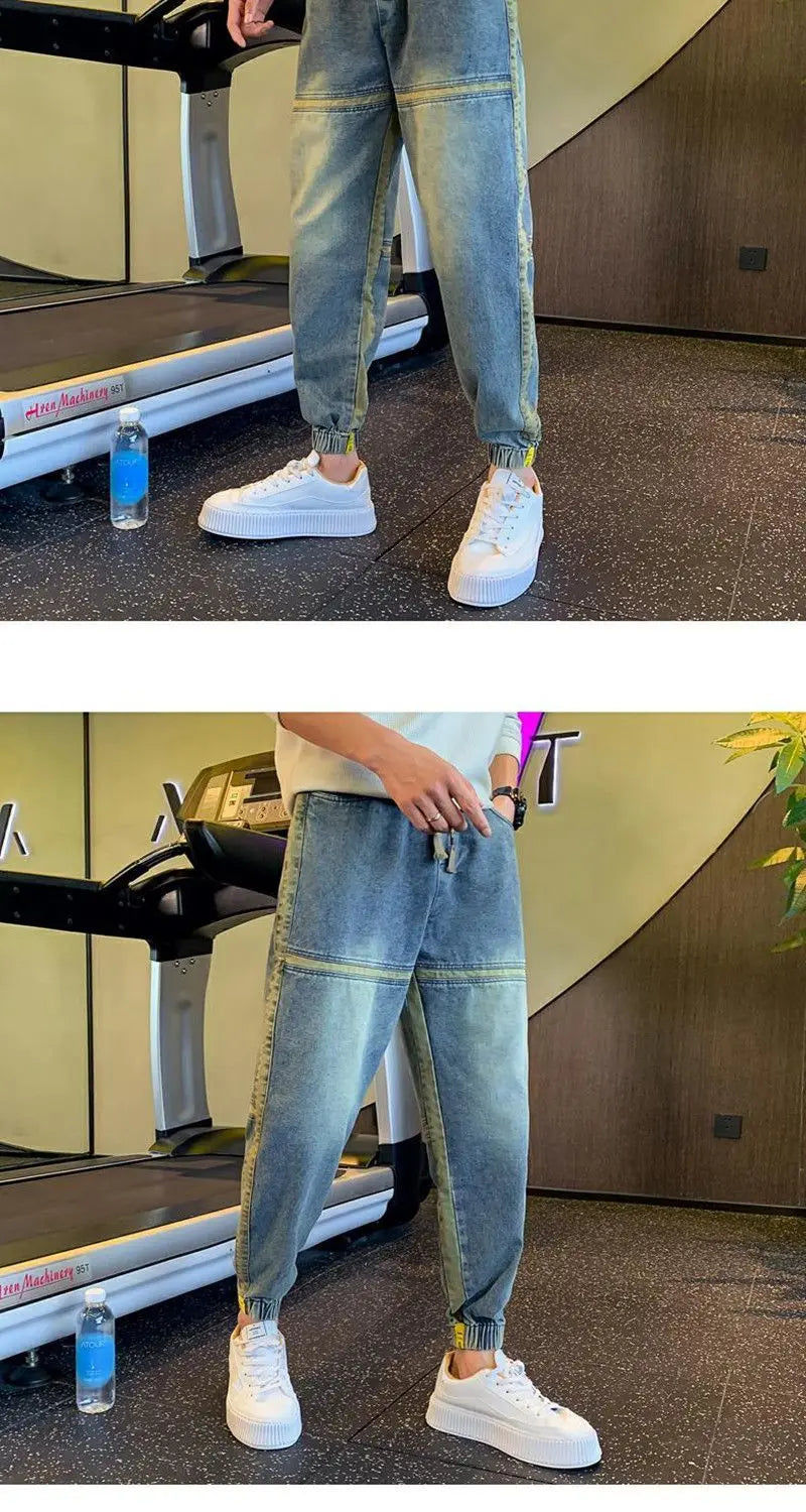 Gradual Change Color 2025 Tied Jeans Men's Summer New Loose Ruffian Handsome Small Feet Pants Trendy Brand Harlan Casual Pants
