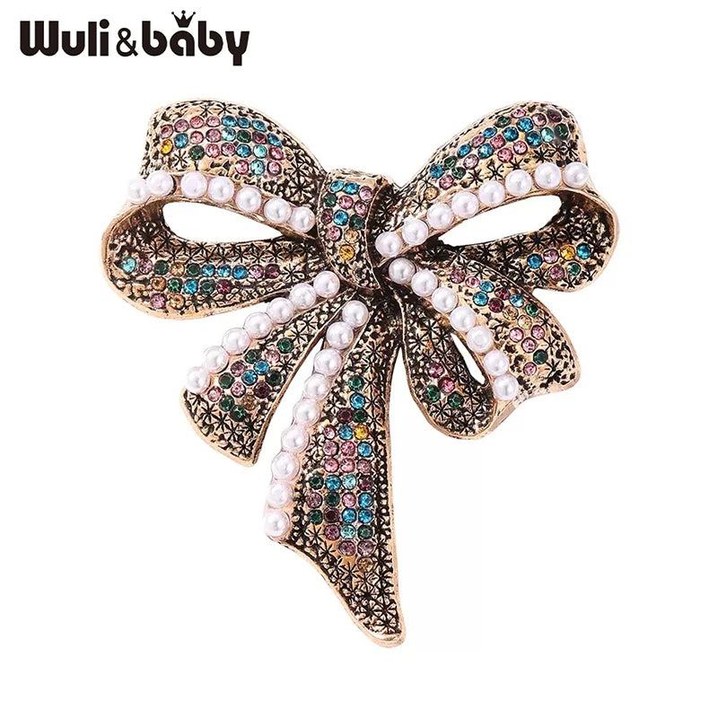 PENDRA Bellavie Vintage Rhinestone Bowknot Brooch