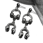 Hiphop Headset Musical Earrings Women Men Stainless Steel Silver Color Circle Dark Punk Male Y2K Drop Ear Rings Jewelry Gifts