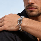 Rock Punk Men's Snake Head Chain Bracelet,11MM Stainless Steel Thick Chain Wristband,Birthday Party Gift for Him
