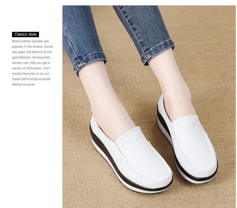 PENDRA Leather Sports Platform Shoes