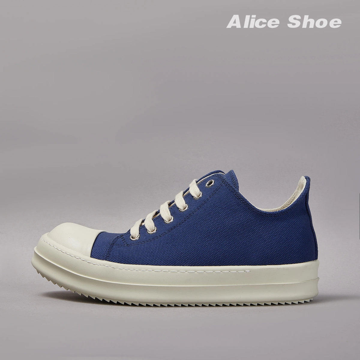 PENDRA Blue Shadow Blue Canvas Low-Top Lace-Up Platform Sneakers