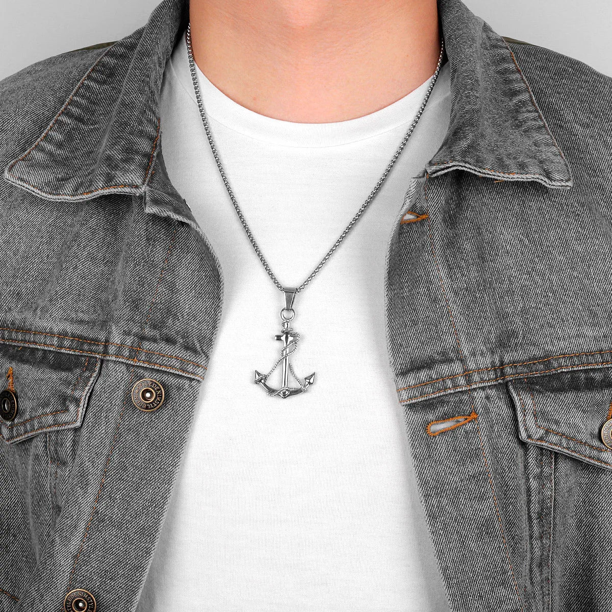 PENDRA Golden Anchor Boyfriend Steel Necklace