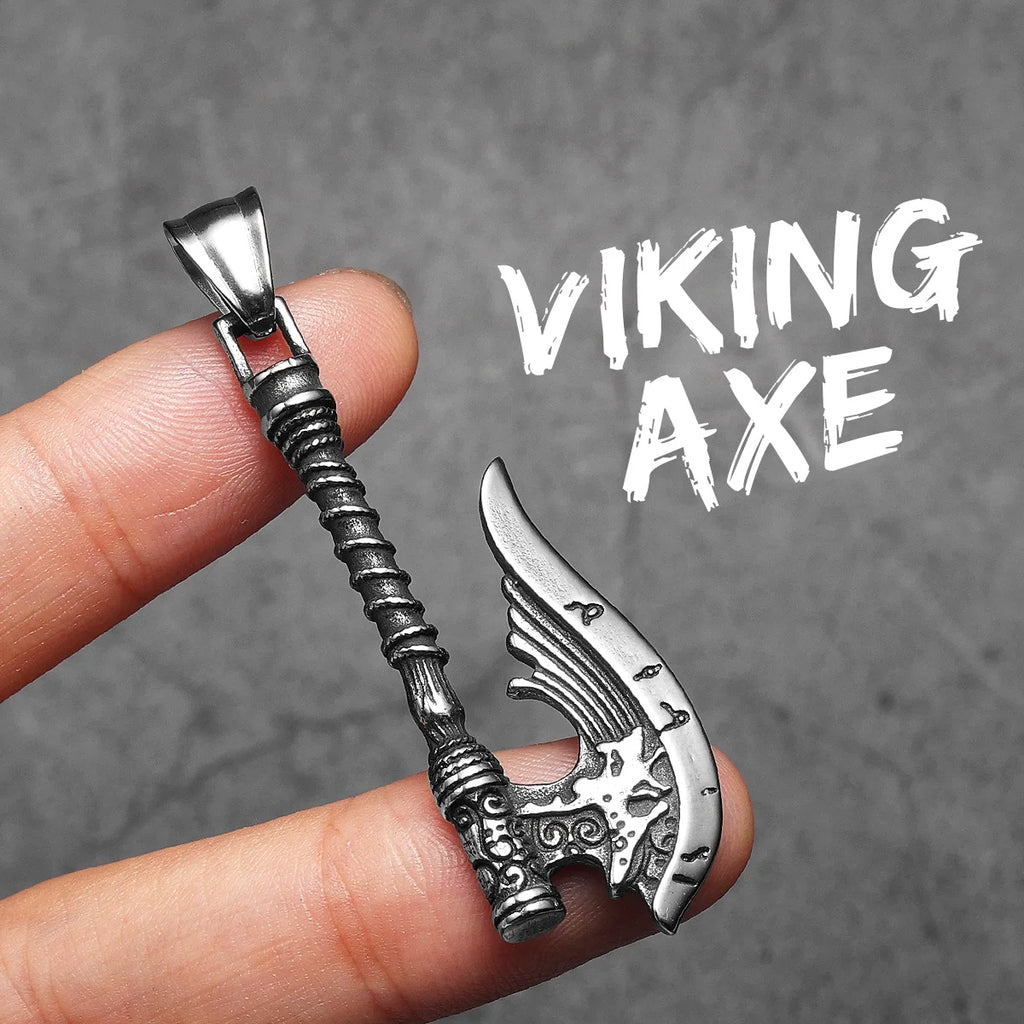 Viking Battle Axe Men Necklaces Stainless Steel Pendant Chain Women Punk Fashion Jewelry New In Accessories Gifts Wholesale