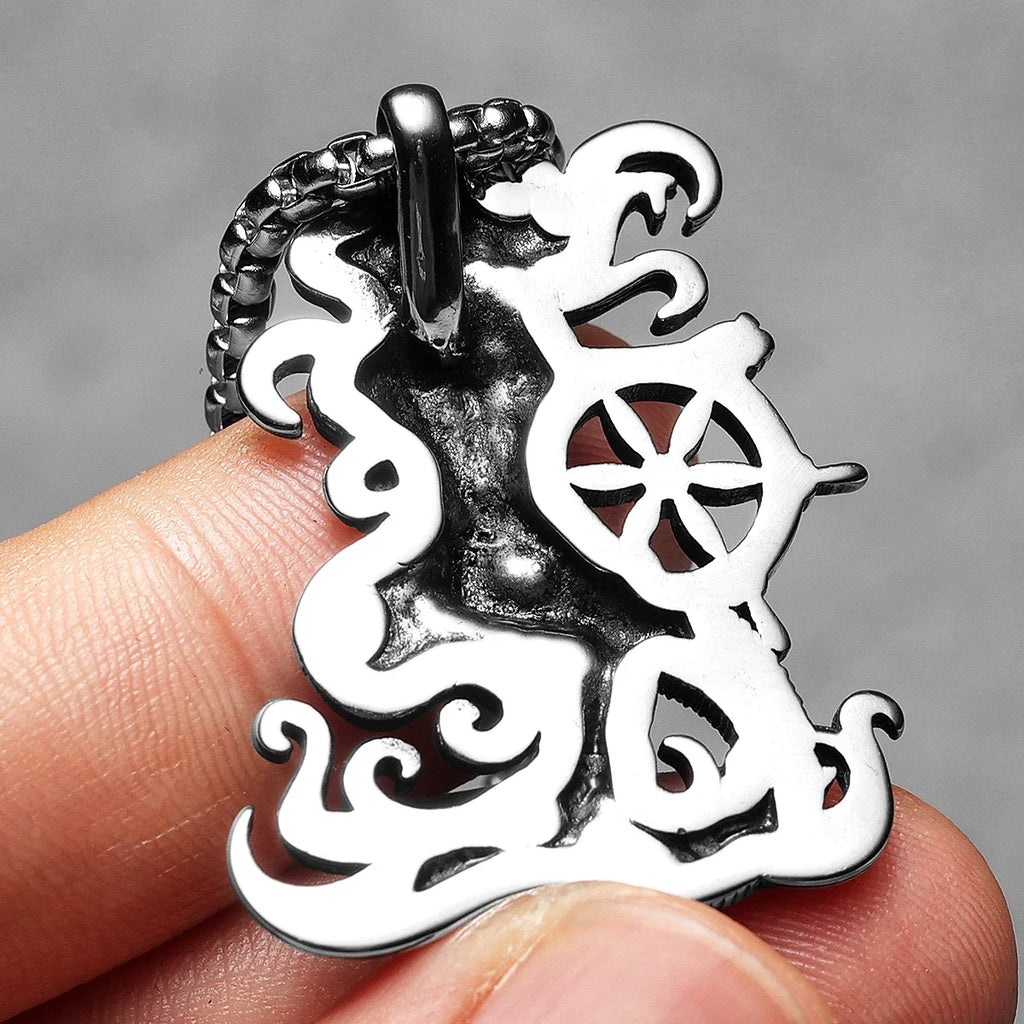 Mermaid Rudder Sailor Men Necklaces Stainless Steel Pendant Chain Women Fashion Jewelry Punk New In Accessories Gifts Wholesale