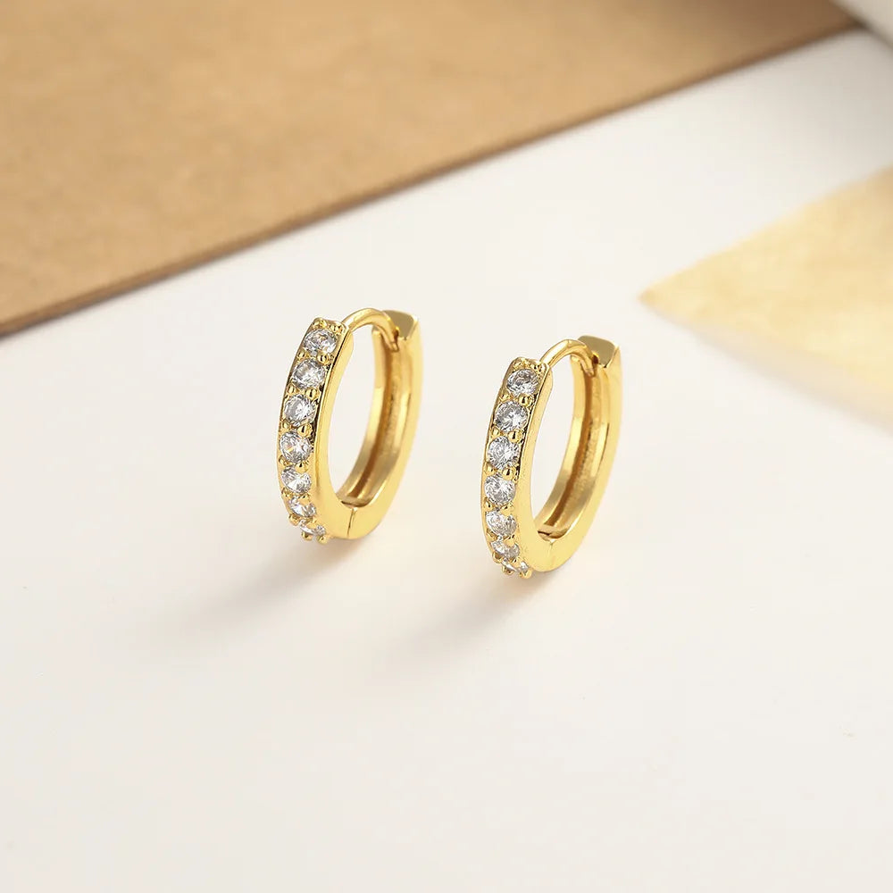 PENDRA Diamond Studded Hoop Sterling Earrings