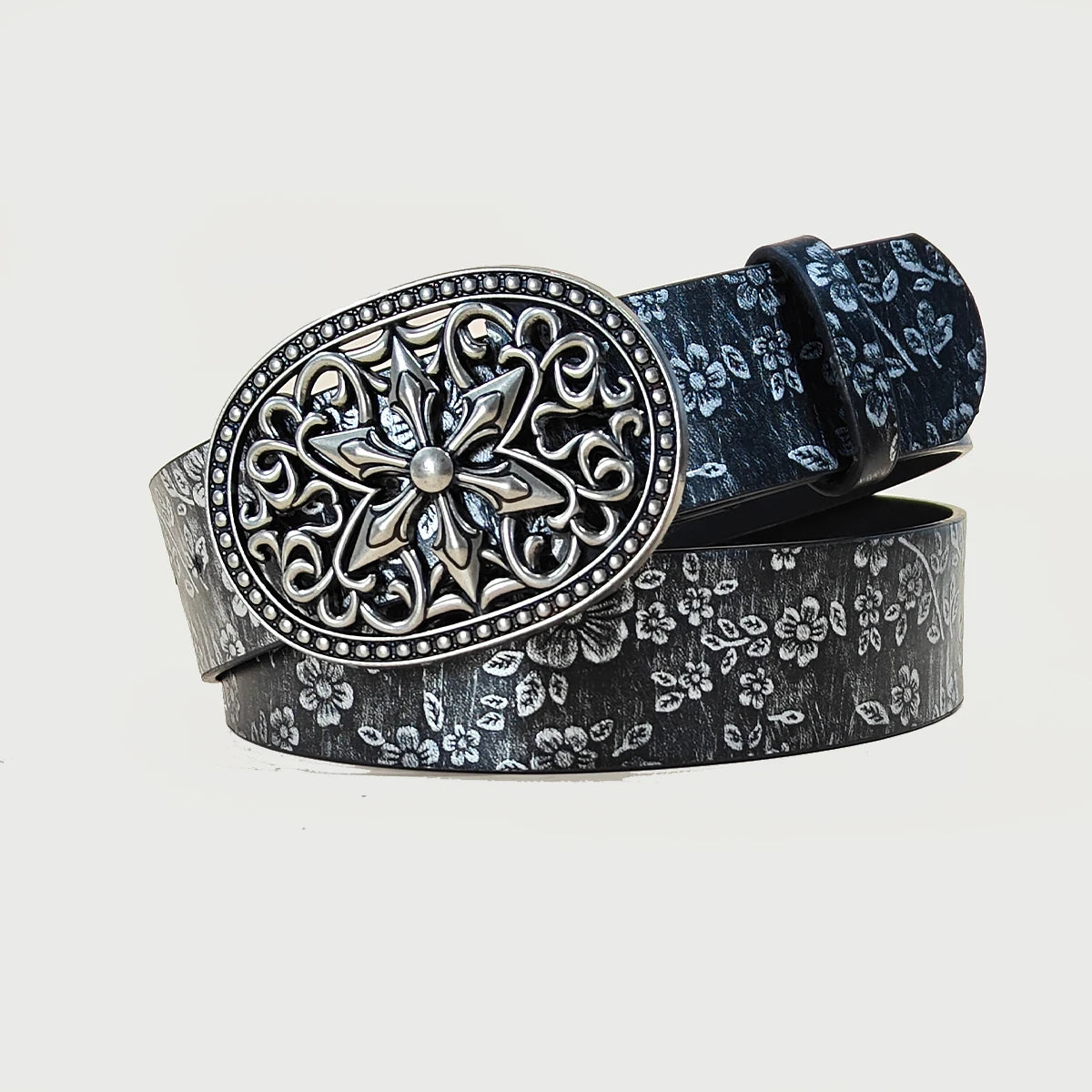 SnowFlower Buckle Pattern PU Leather Belt Fashion Casual Jeans Belt Western Cowboy Belt For Men Women High Quality Male Strap