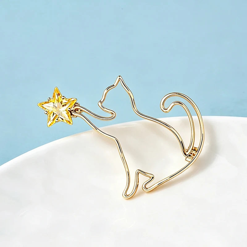 PENDRA Starlit Crystal Cat Brooch