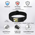 Engrave ID Bracelet for Boy Girls,Personalized Stainless Steel Fabric Elastic Bracelet,Family Photo Wristband Gift