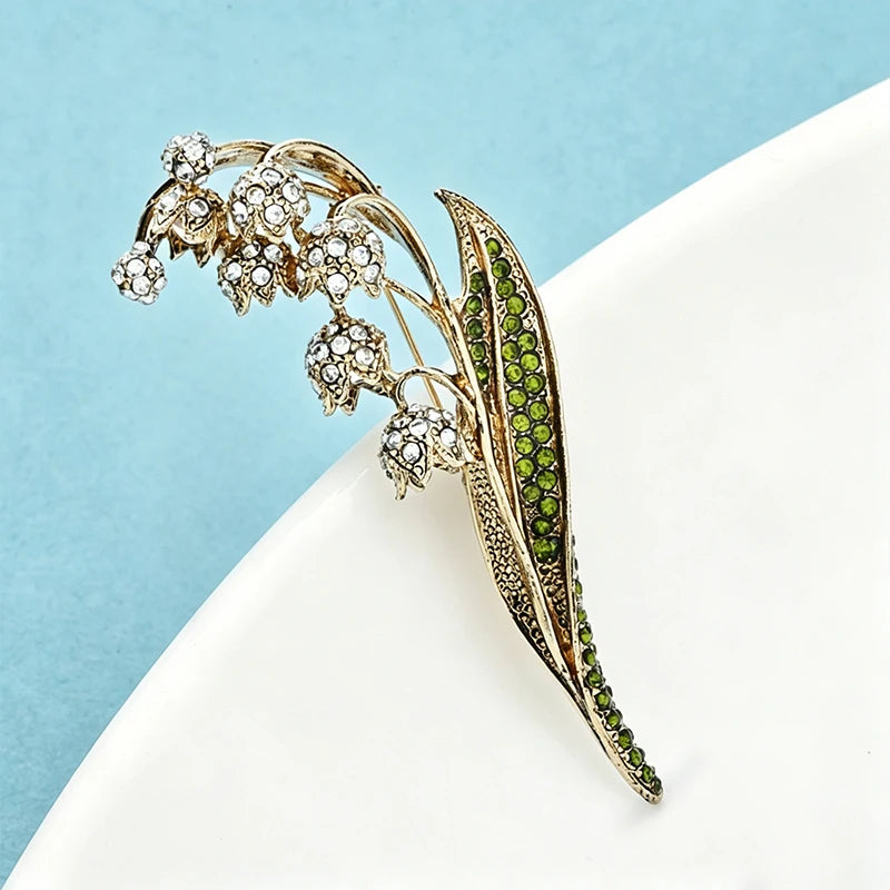 PENDRA Lilia Vintage Rhinestone Lily Flower Brooch