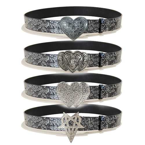 Heavy Duty Punk Belt Men Women Y2K Inlaid Rhinestone Stars Love Bright Flash Gothic Air Eye Hollowed Vintage Jeans Waistbands