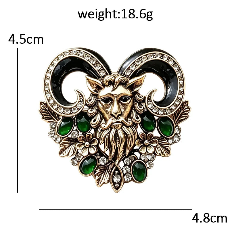 PENDRA Zodiac Heritage Rhinestone Goat Brooch