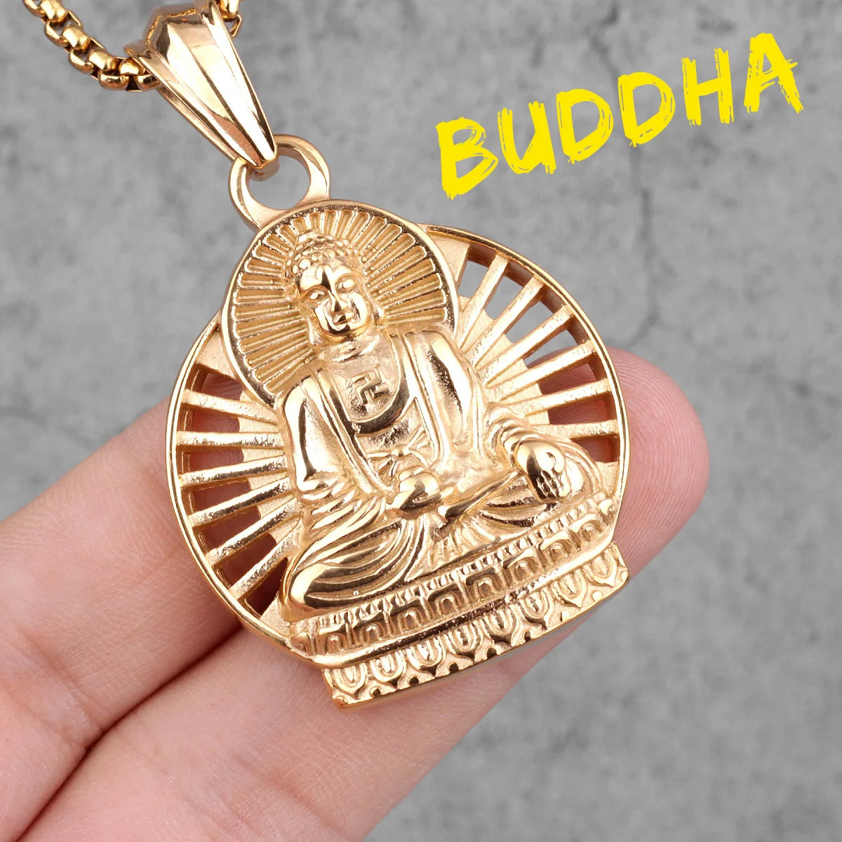 PENDRA Buddhism Buddha Sainless Gold Necklace